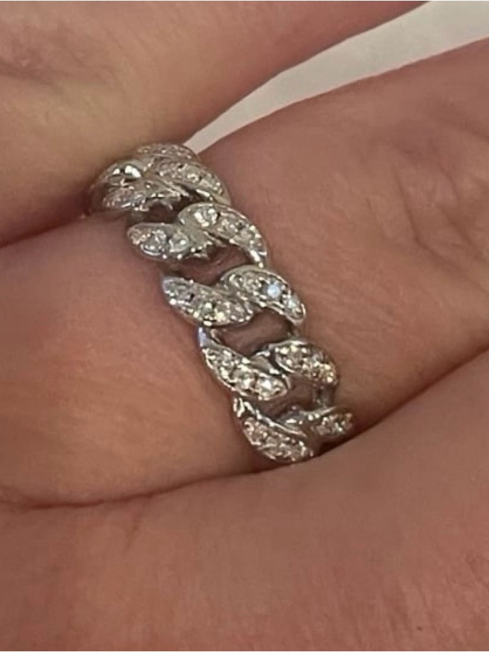 Cuban chain Moissanite ring size 6, 0.88ctw rhodium plated over 925 silver - Picture 6 of 6